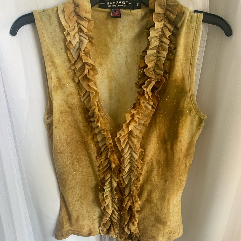 Sparkly ruffle tank top blouse